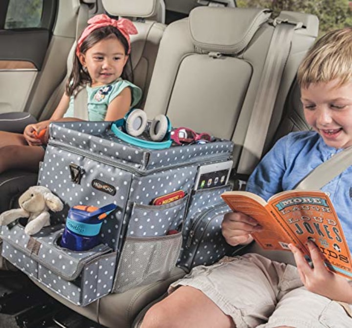 High Road Car Organizer for Kids with Cooler and Snack Tray (Polka Dot)