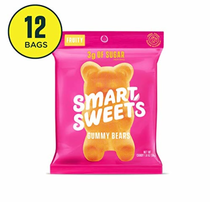 SmartSweets Gummy Bears Fruity 1.8 Oz Bags (Box Of 12), Candy With Low-Sugar (3g) &amp; Low Calorie (90)- Free of Sugar Alcohols &amp; No Artificial Sweeteners, Sweetened With Stevia