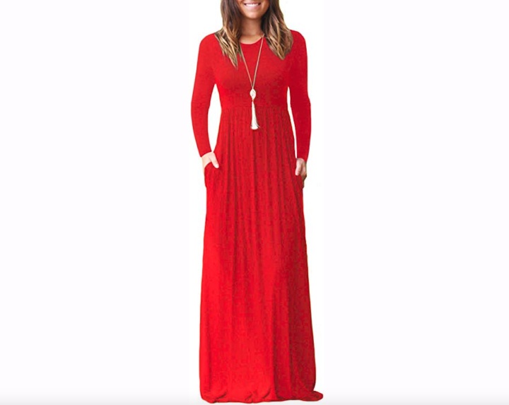 Long Sleeve Maxi Dress in Red