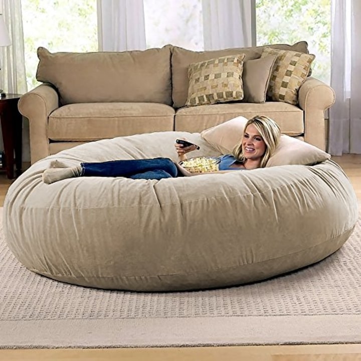 Jaxx 6 Foot Cocoon - Large Bean Bag Chair for Adults, Camel