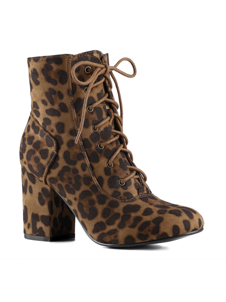Leopard Print Chunky Lace Up Bootie