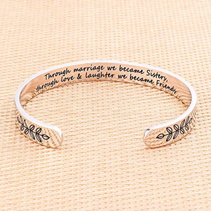 Gifts For Sister In Law For Wedding - Through Marriage We Became Sisters Through Love And Laughter We Became Friends Bracelet Bday Christmas Wedding Gifts for Sister in Law from Sister In Law