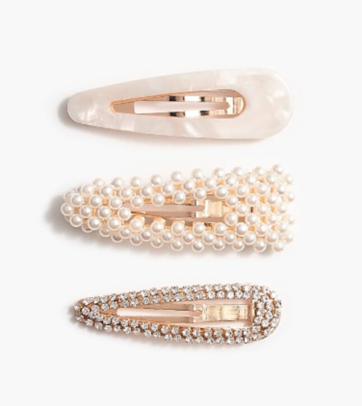 Pearl and crystal hair clip set