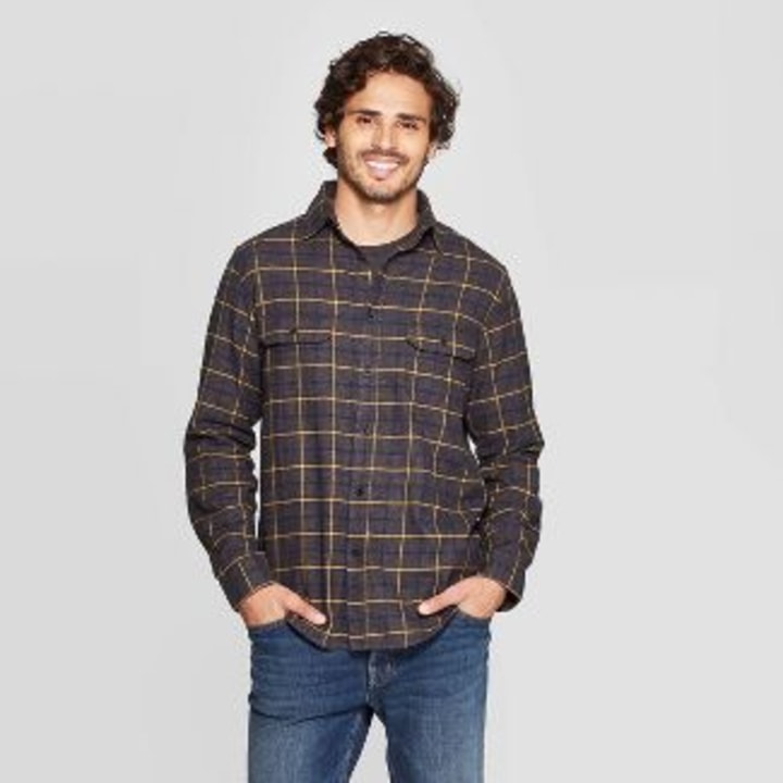 Long Sleeve Flannel Button-Down Shirt