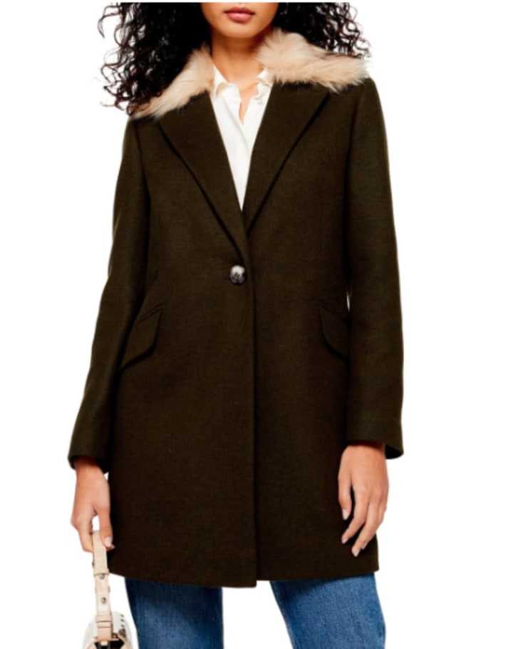 Monica Faux Fur Collar Coat
