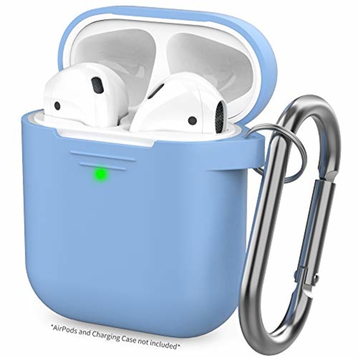 AhaStyle Upgrade AirPods Case Silicon Protective Cover [Front LED Visible] Compatible with Apple AirPods 2 and 1(Sky Blue)