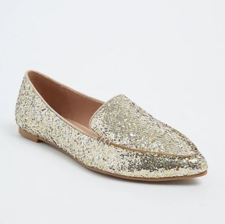 Gold Glitter Pointed Loafer