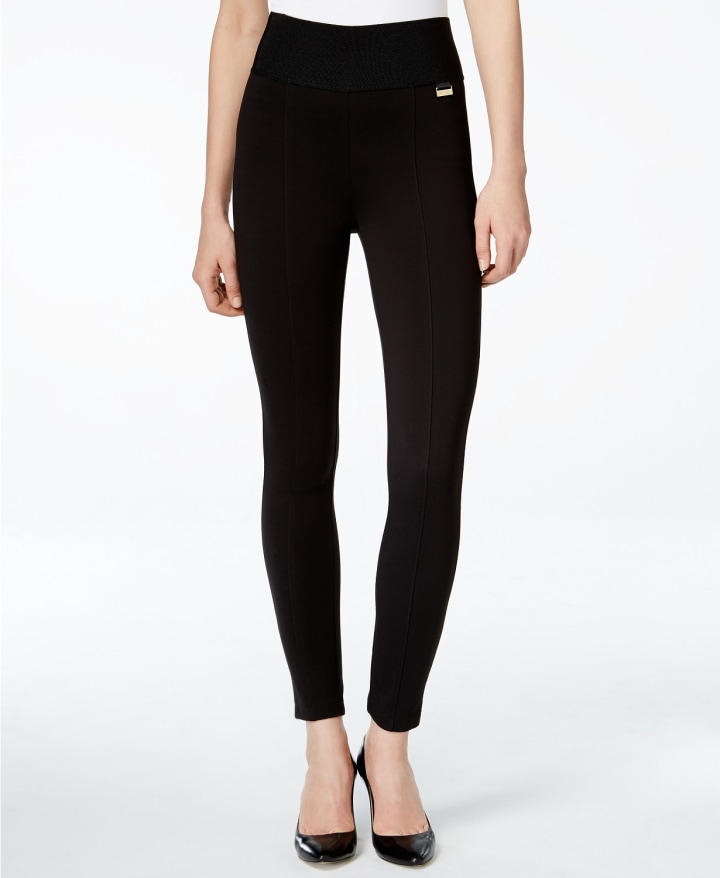 Calvin Klein Pull-On Wide-Waistband Knit Pants