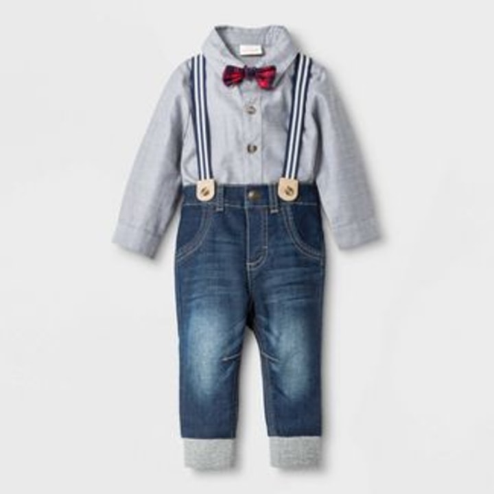Baby Boys&#039; Suspender Top and Bottom Set
