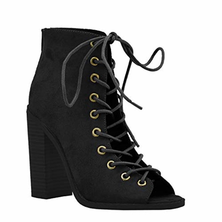 Open Toe Lace Up Ankle Bootie