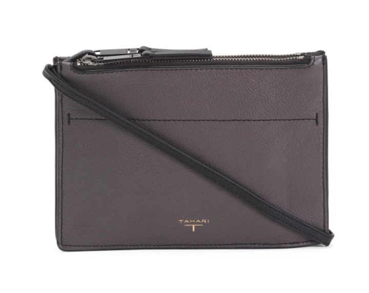 Double Zip Triple Compartment Leather Crossbody