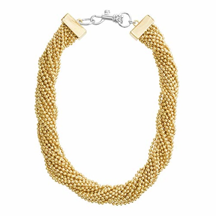 Steve Madden Twisted Multi-Chain Yellow Gold-Tone Collar Necklace