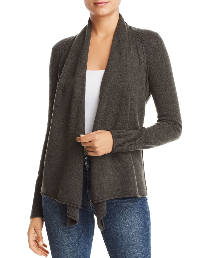 Draped Open-Front Cashmere Cardigan