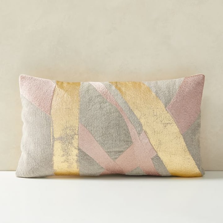 West Elm Embroidered Metallic Ribbon Pillow Cover