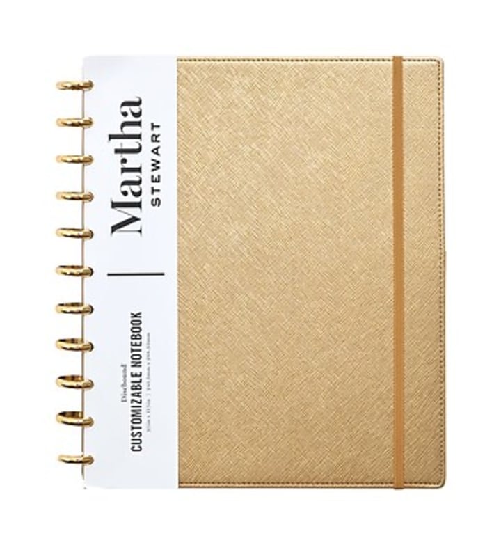 Martha Stewart Gold Faux Leather Letter Discbound Notebook