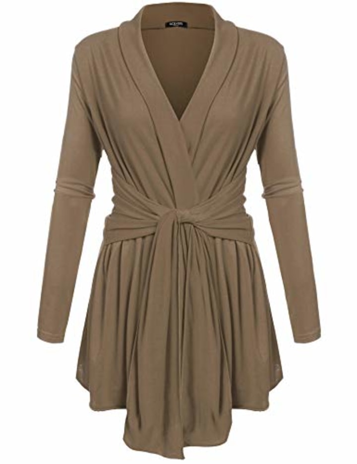 Draped Collar Long Sleeve Cardigan