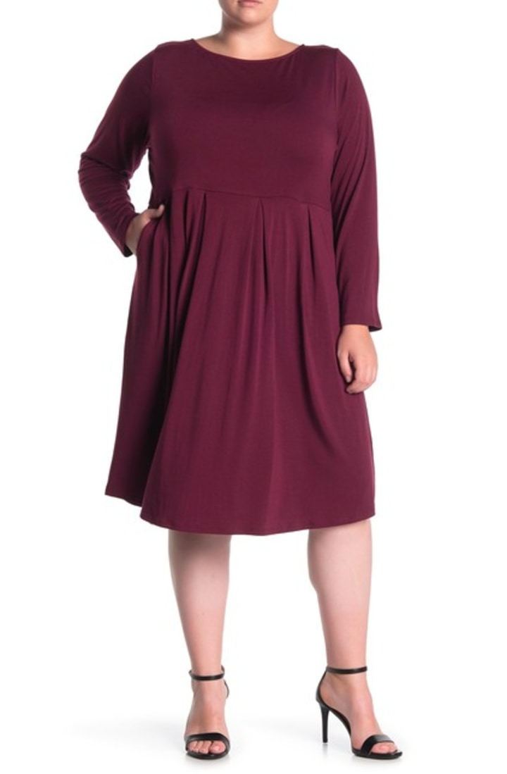 Long Sleeve Knit Midi Dress (Plus Size)