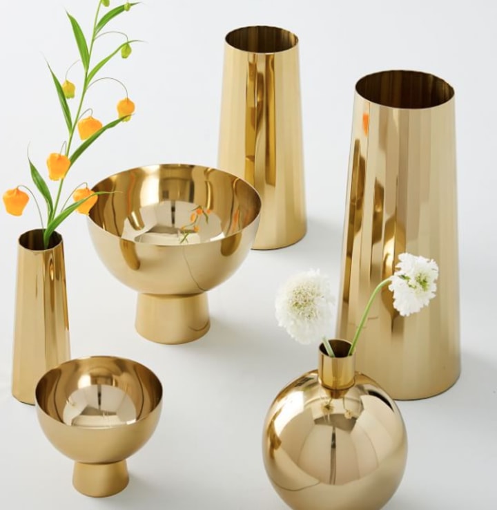 West Elm Foundations Metal Vase in Brass