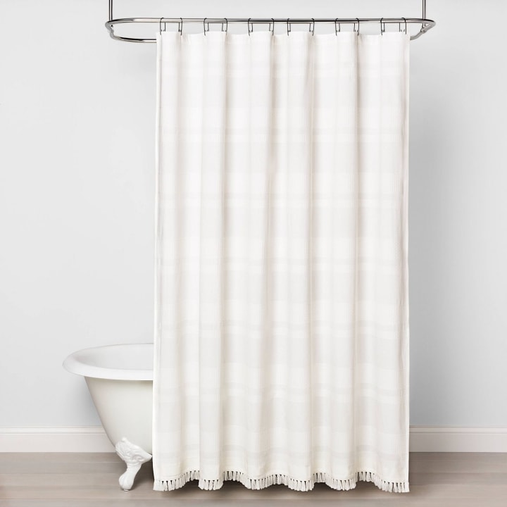 Embroidery Border Shower Curtain Taupe