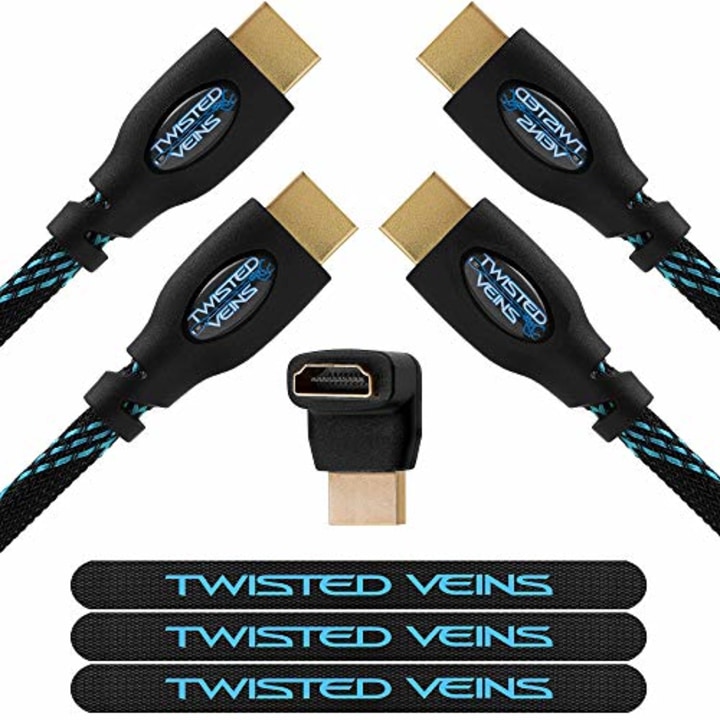 Twisted Veins HDMI Cable 20 ft, 2-Pack, Premium HDMI Cord Type High Speed with Ethernet, Supports HDMI 2.0b 4K 60hz HDR on Most Devices and May Only Support 4K 30hz on Some Devices