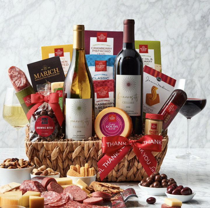 Hickory Farms Thank You Deluxe Sip & Snack Gift Basket
