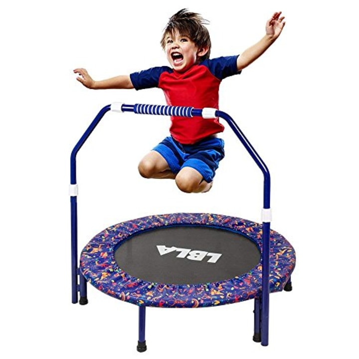 36-Inch Kids Trampoline Little Trampoline with Adjustable Handrail and Safety Padded Cover Mini Foldable Bungee Rebounder Trampoline Indoor/Outdoor