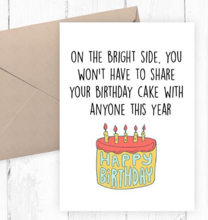 No Sharing Cake Quarantine Birthday Card
