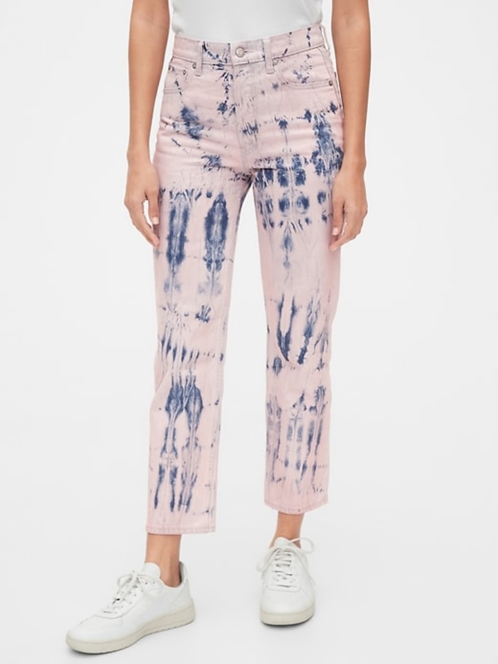 High Rise Tie-Dye Cheeky Straight Jeans
