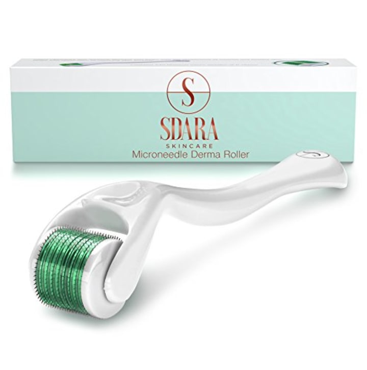 Derma Roller Cosmetic Microdermabrasion Instrument For Face, 540 Titanium Micro Needle.25mm - Includes Free Storage Case (1-Pack)
