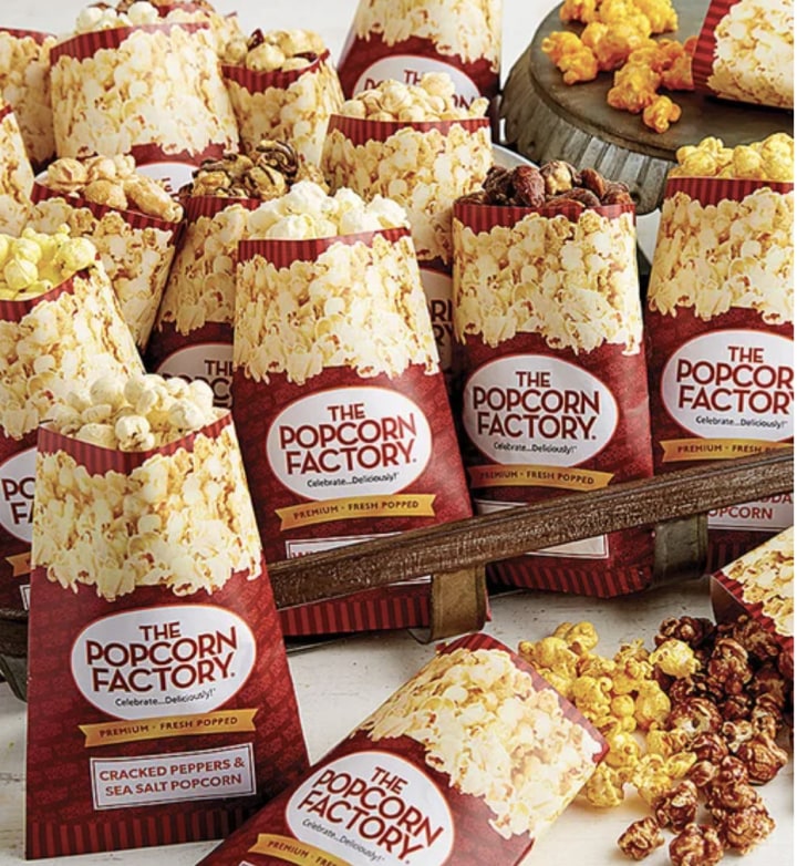 The Popcorn Factory 18-Pack Popcorn Sampler