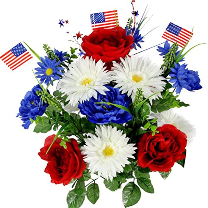 Admired By Nature Faux Peony Mixed Flowers with American Flag