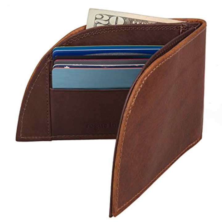 Front Pocket Wallet by Rogue Industries - Genuine American Bison Leather with RFID Block - Brown