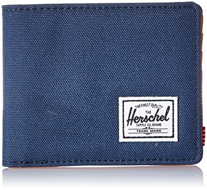 Herschel Hank RFID Bi-Fold Wallet, Navy/Tan Synthetic Leather, One Size