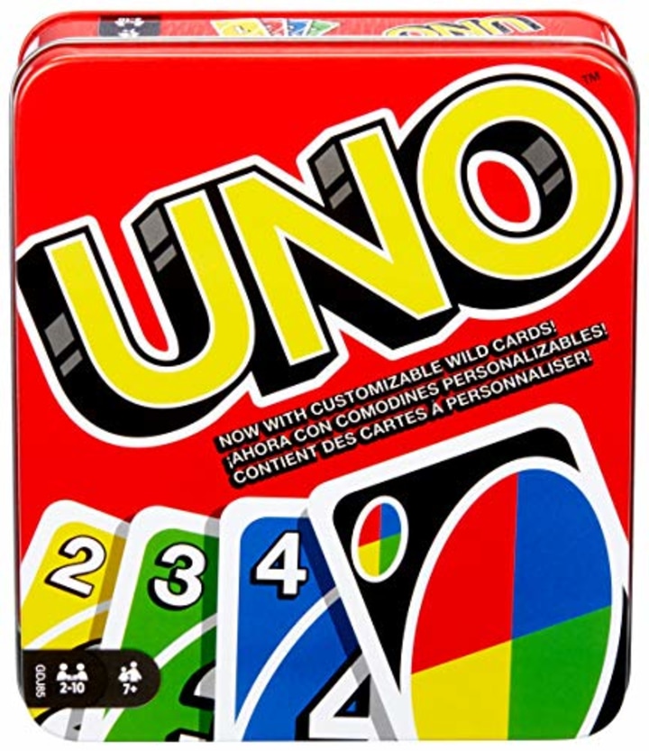 UNO: Family Card Game, with 112 Cards in a Sturdy Storage Tin, Travel-Friendly, Makes a Great Gift for 7 Year Olds and Up [Amazon Exclusive]