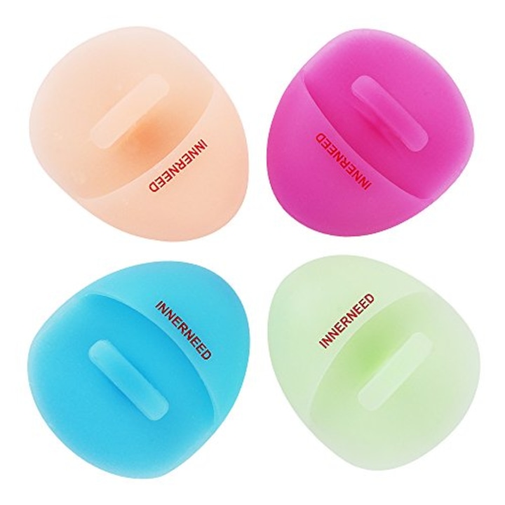 Super Soft Silicone Face Cleanser and Massager Brush Manual Facial Cleansing Brush Handheld Mat Scrubber For Sensitive, Delicate, Dry Skin (4pcs set)