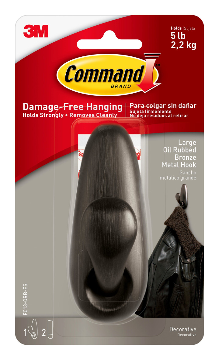 Command Hook, Oil rubbed Bronze, Large, Holds 5 lbs (FC13-ORB-ES)