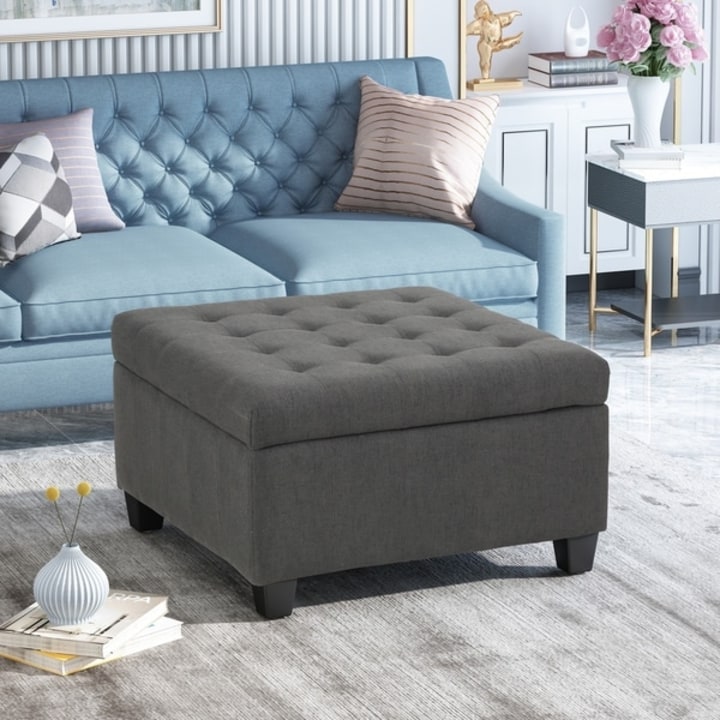 Isabella Contemporary Tufted Fabric Storage Ottoman