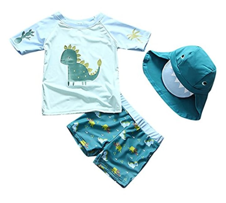 Yober Baby Boys Two-Piece UPF 50+ Swimsuit Set with Sun Hat