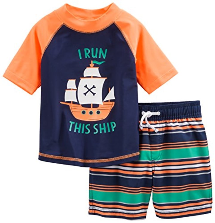 Simple Joys by Carter&#039;s Baby Boys Two-Piece Swimsuit Trunk and Rashguard
