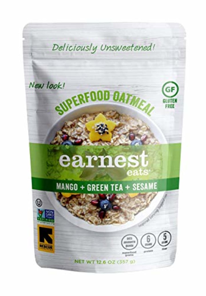 Earnest Eats Superfood Hot Cereal with Quinoa, Oats &amp; Amaranth, Vegan, Gluten Free, Asia Blend, 12.6oz Bag, Pack of 6
