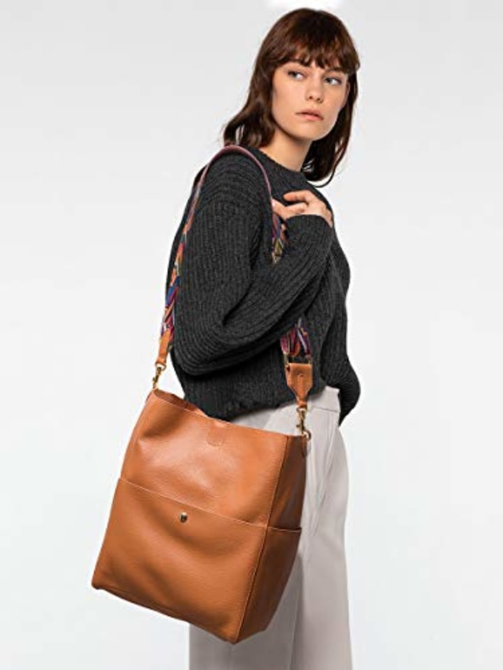 GIONAR Leather Purse Handbag Womens Designer RFID Bucket Style Tote Crossbody Bag