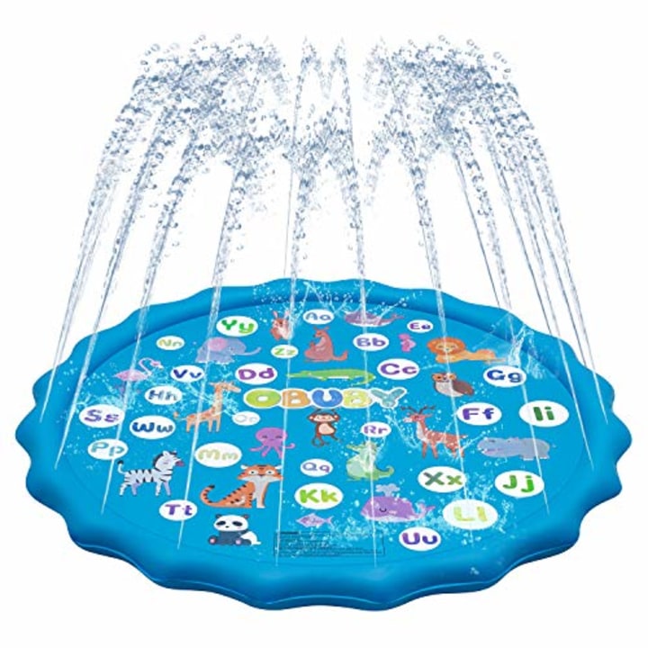 Obuby Sprinkler &amp; Splash Play Mat for Kids, Splash Pad for Wading and Learning, 60&quot; Children Outdoor Water Sprinkler Toys from A to Z Outdoor Swimming Pool for Babies Toddlers and Boys Girls