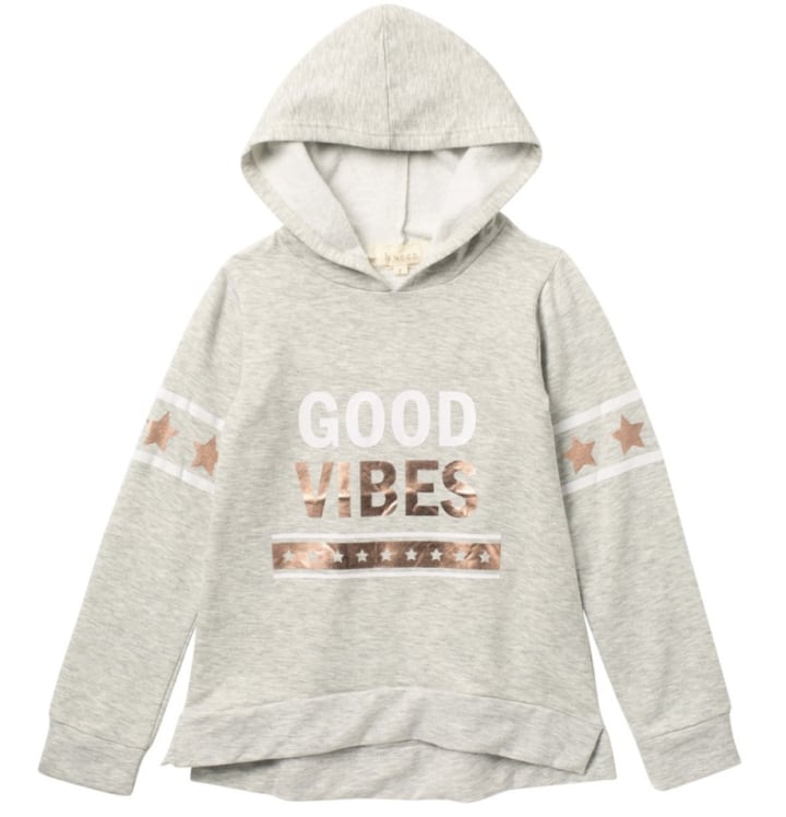 Btween Banded High/Low Foil Hooded Pullover