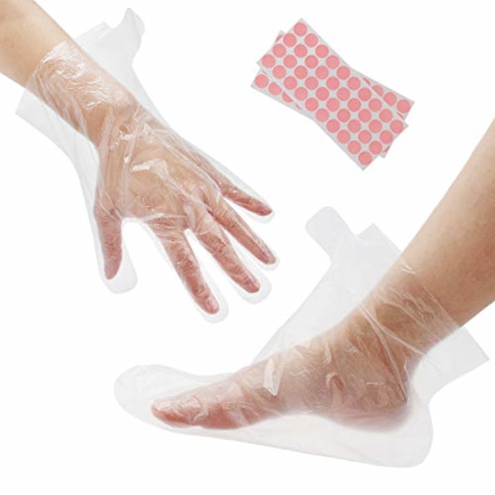 200 Counts Paraffin Wax Liners, Larger and Thicker Plastic Hand and Foot Bags, Plastic Paraffin Bath Mitt Glove and Sock Liners Paraffin Wax Mitts for Therabath, Wax Treatment and Paraffin Wax Machine
