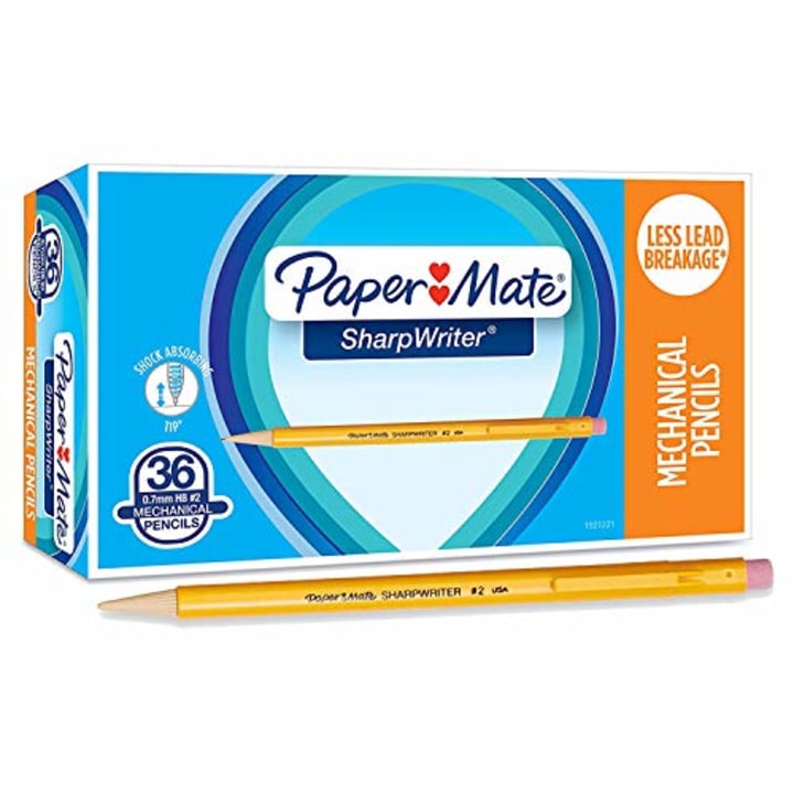 Paper Mate SharpWriter Mechanical Pencils, 0.7mm, HB #2, Yellow, 36 Count - 1921221