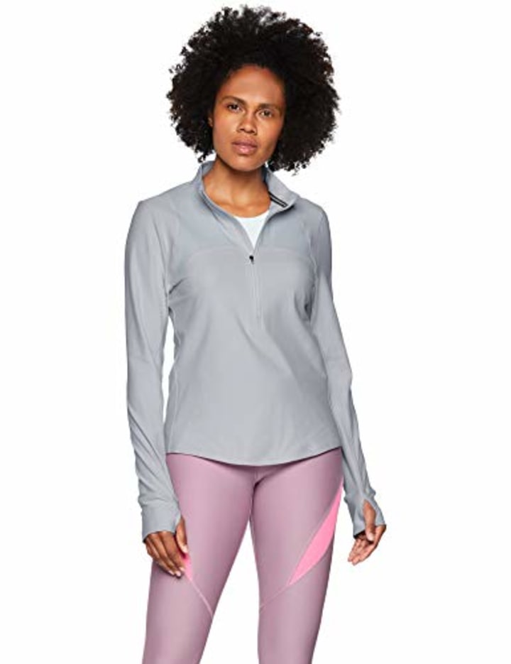 Under Armour Women&#039;s Qualifier Hybrid 1/2 Zip Warm-Up Top , Mod Gray (011)/Reflective , Small