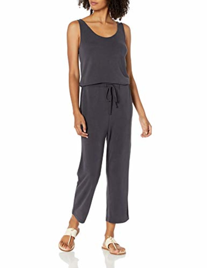Amazon Brand - Daily Ritual Women&#039;s Sandwashed Modal Blend Sleeveless Wide-Leg Jumpsuit, Black, XX-Large