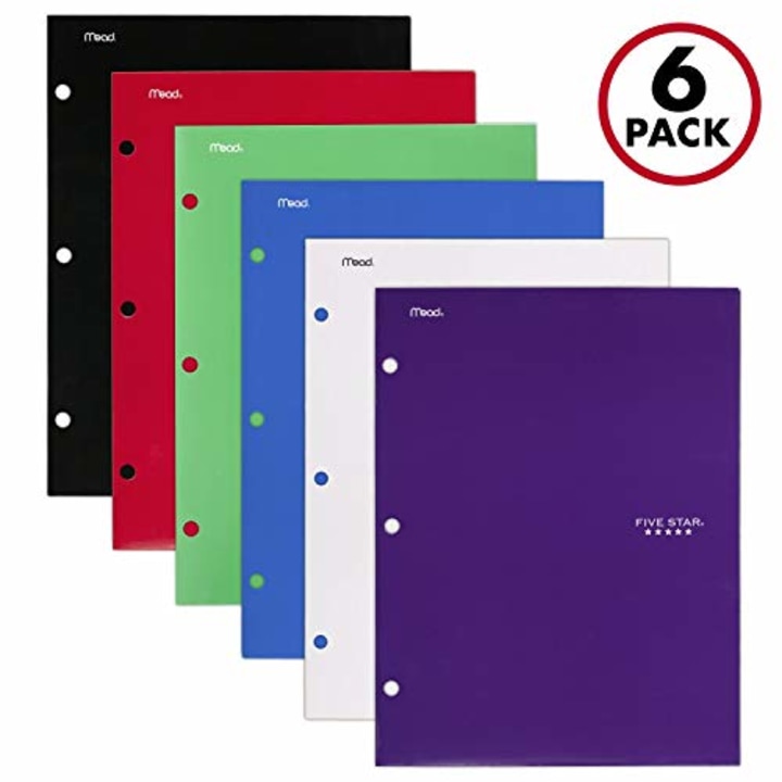 Five Star 4 Pocket Folders, Assorted Color, 6 Pack