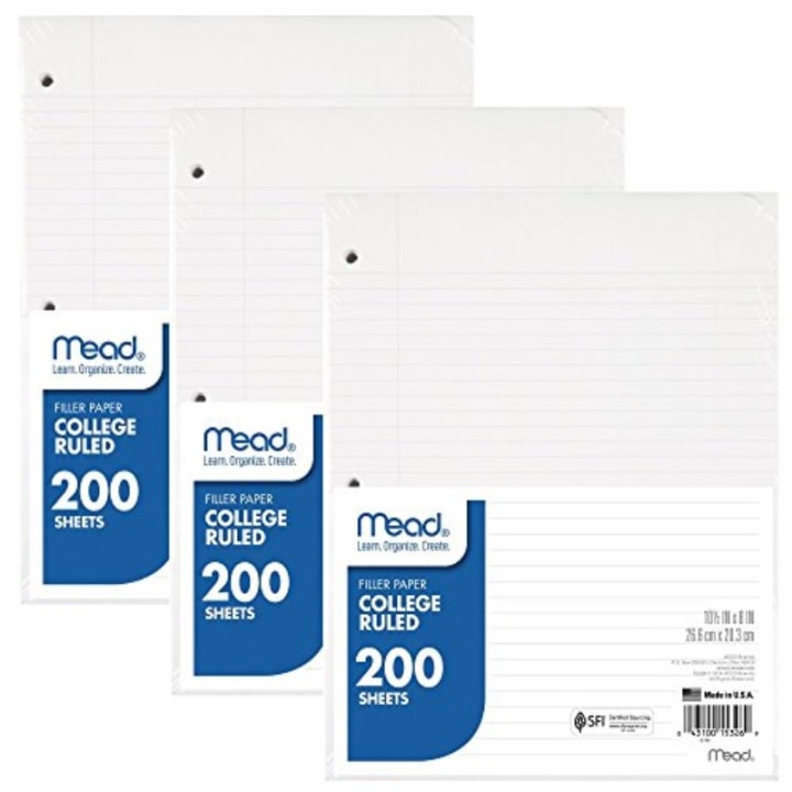 Mead Filler Paper College Ruled
