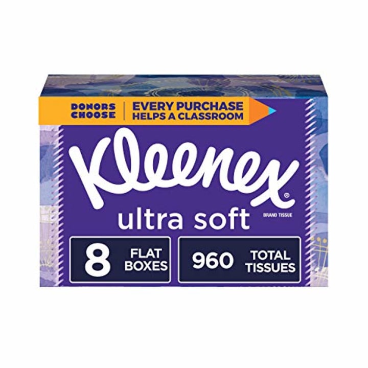 Kleenex Ultra Soft Facial Tissues, 8 Rectangular Boxes, 120 Tissues per Box (960 Tissues Total)